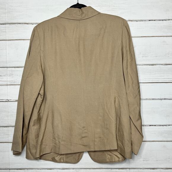Jessica London Linen Blend Blazer Jacket Tan Plus Size 20 Petite - Picture 2 of 10